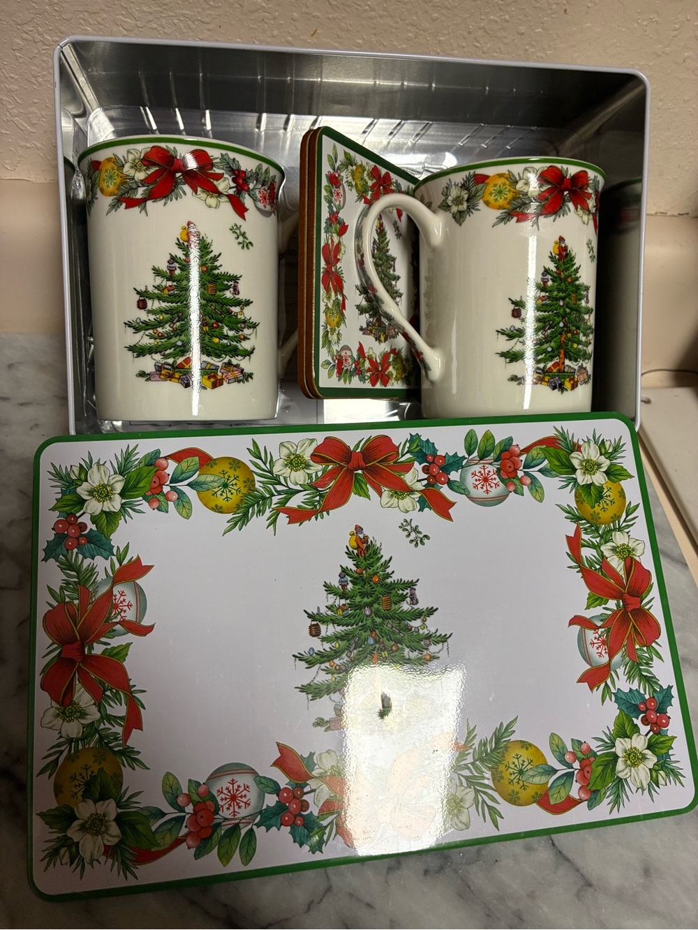 Spode Christmas Tree Holiday Christmas Tree Mug and Coaster Set